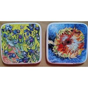 D. Burrows Ceramic & Cork Square Art Coaster Set Vincent van Gogh Inspired